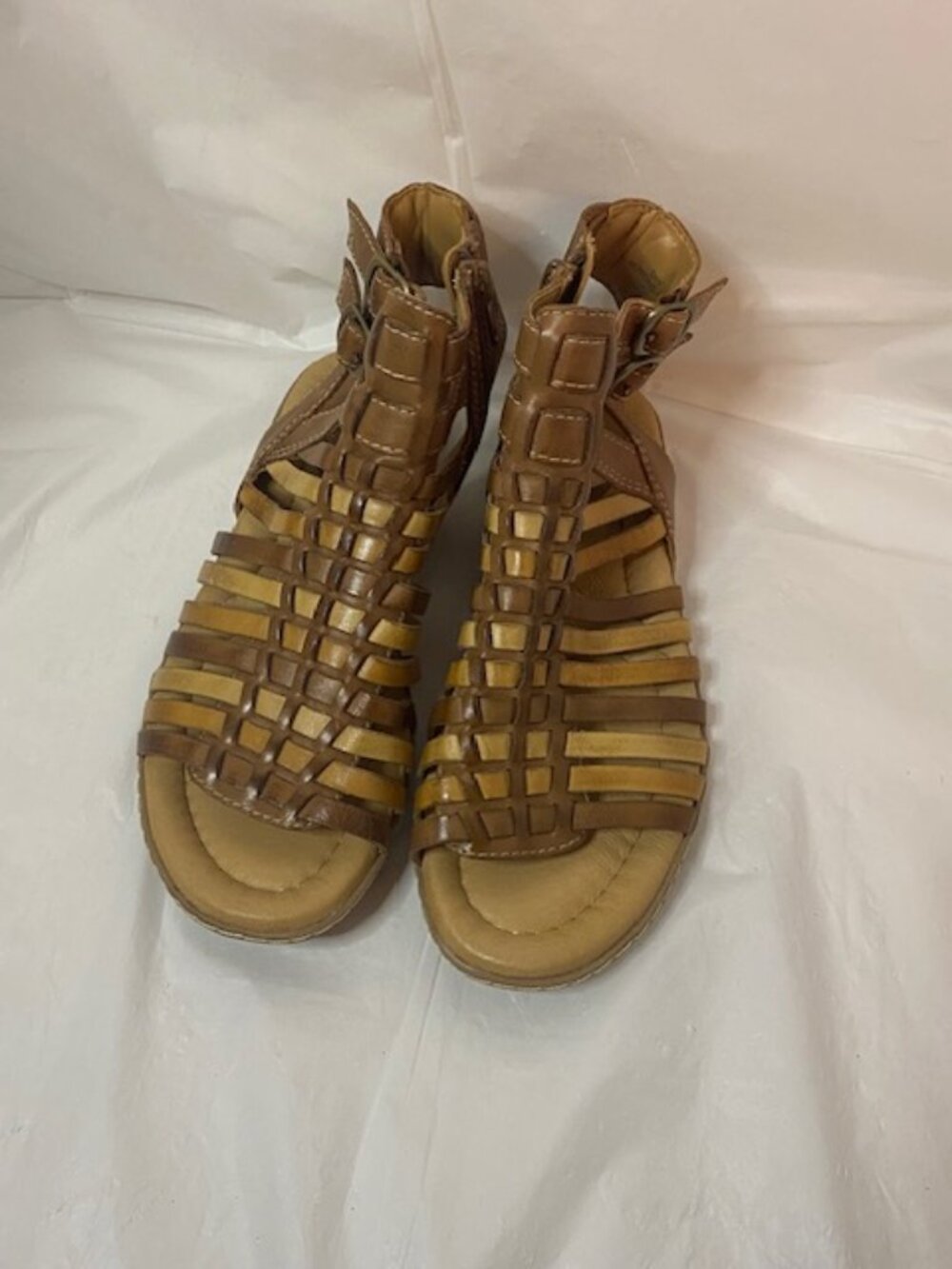 Earth Shoes Woven Leather Gladiator Sandals Brown Cage Strappy, Women's Size 6B
